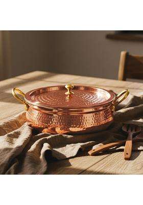 Artarium Pure Copper Non Stick Biryani Handi Biryani Pot with Lid Premium Hammered Pot Bhaguna | 2 L | 2.1 Qt | Tin Lined Kalai