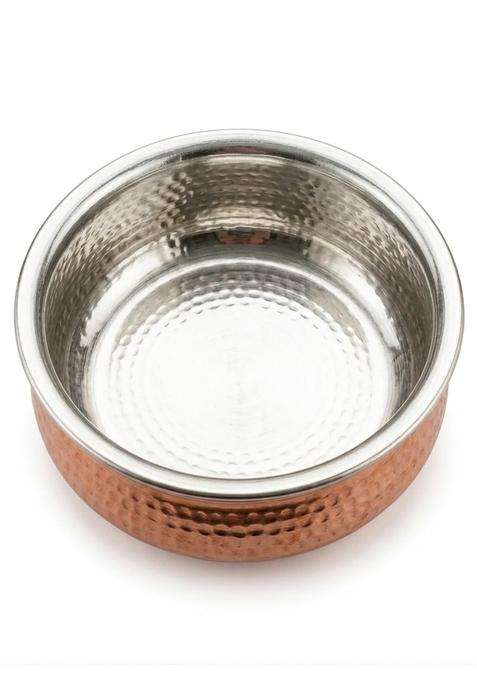 SHAAN mfg. Shaan Mfg Pure Copper Lagan Handi Dish Pan with Tin Lining | 5 L | 5.3 Qt | 12 Inch