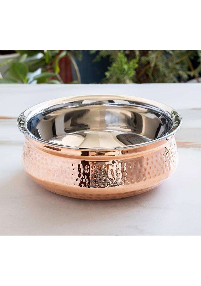 Indian Art Villa Copper Serving Handi Cooking Pot | 500 ml | 16.9 fl oz - Indya