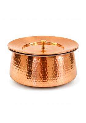 SHIV SHAKTI ARTS Copper Biryani Handi Biryani Pot with Lid | 2 L | 2.1 Qt | Hammered Finish