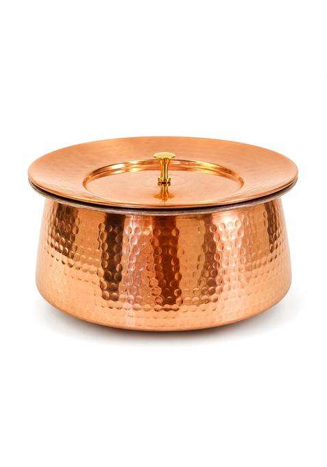 SHIV SHAKTI ARTS Copper Biryani Handi Biryani Pot with Lid | 2 L | 2.1 Qt | Hammered Finish