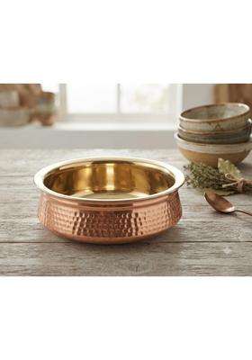 SHAAN mfg. Pure Handcrafted Copper Lagan Handi Patila Cooking Pot with Lid | 500 ml | 16.9 fl oz | Lead Free | Tin Lined Kalai