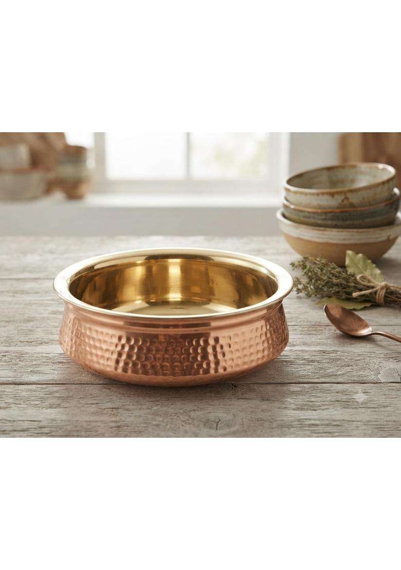 SHAAN mfg. Pure Handcrafted Copper Lagan Handi Patila Cooking Pot with Lid | 500 ml | 16.9 fl oz | Lead Free | Tin Lined Kalai - Indya
