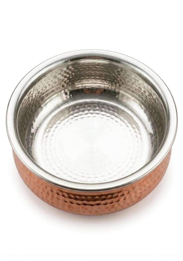 SHAAN mfg. Pure Copper Lagan Handi Dish Pan with Tin Lining | 5 L | 5.3 Qt | 12 Inch - Indya