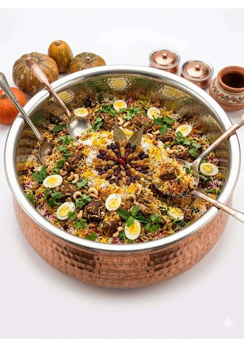 SHAAN mfg. Pure Copper Lagan Handi Dish Pan with Tin Lining | 5 L | 5.3 Qt | 12 Inch - Indya