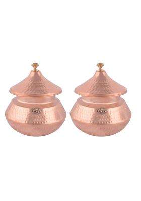 Taluka Copper Hand Made Biryani Handi Biryani Pot | 1.5 L | 1.6 Qt | 2-Piece Set