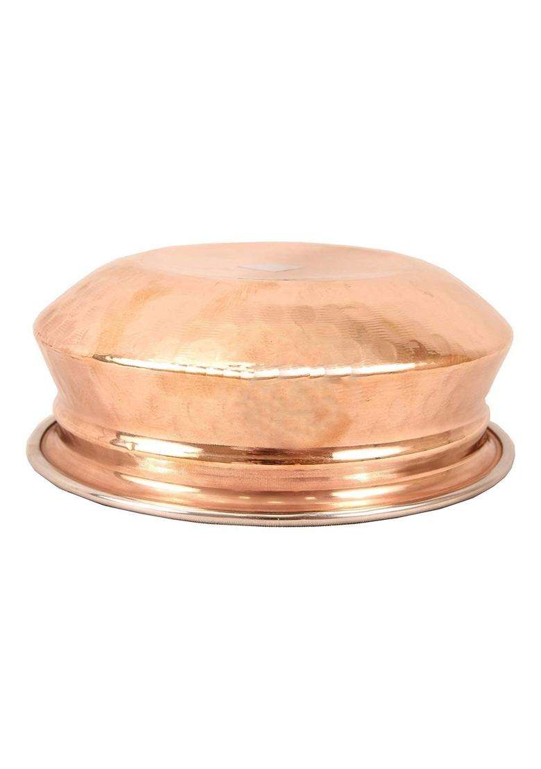 SHAAN mfg. Pure Handcrafted Copper Lagan Handi Patila Cooking Pot with Lid | 500 ml | 16.9 fl oz | Lead Free | Tin Lined Kalai - Indya
