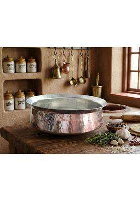 SHAAN mfg. Copper Lagan Handi Dish Pan with Tin Lining | 5 L | 5.3 Qt | 12 Inch
