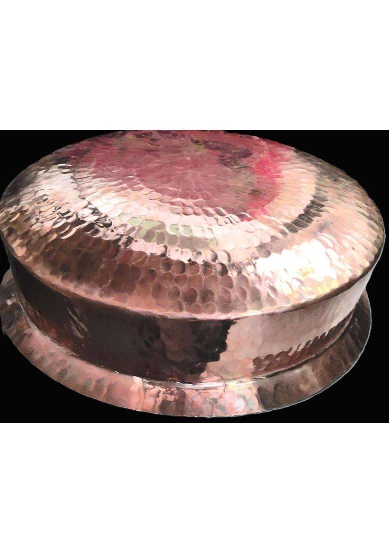 SHAAN mfg. Copper Lagan Handi Dish Pan with Tin Lining | 5 L | 5.3 Qt | 12 Inch - Indya