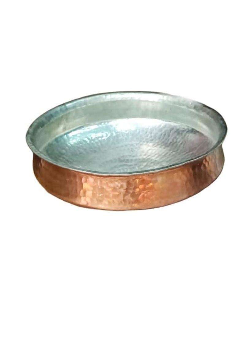 SHAAN mfg. Pure Copper Lagan Handi Cooking Pot Dish Pan with Tin Lining | 5 L | 5.3 Qt | 8 Inch - Indya