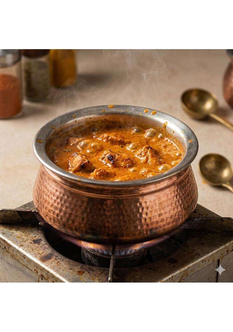 SHAAN mfg. Pure Handcrafted Copper Lagan Handi Patila Cooking Pot with Lid | 5 L | 5.3 Qt | Lead Free | Tin Lined Kalai - Indya
