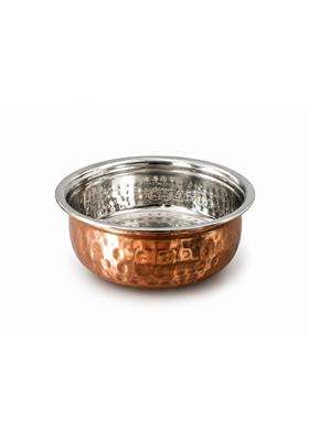 SHIV HOME WORLD Hammered Copper Finish Stainless Steel Handi Cooking Pot | 5 Inch | Rust Resistant