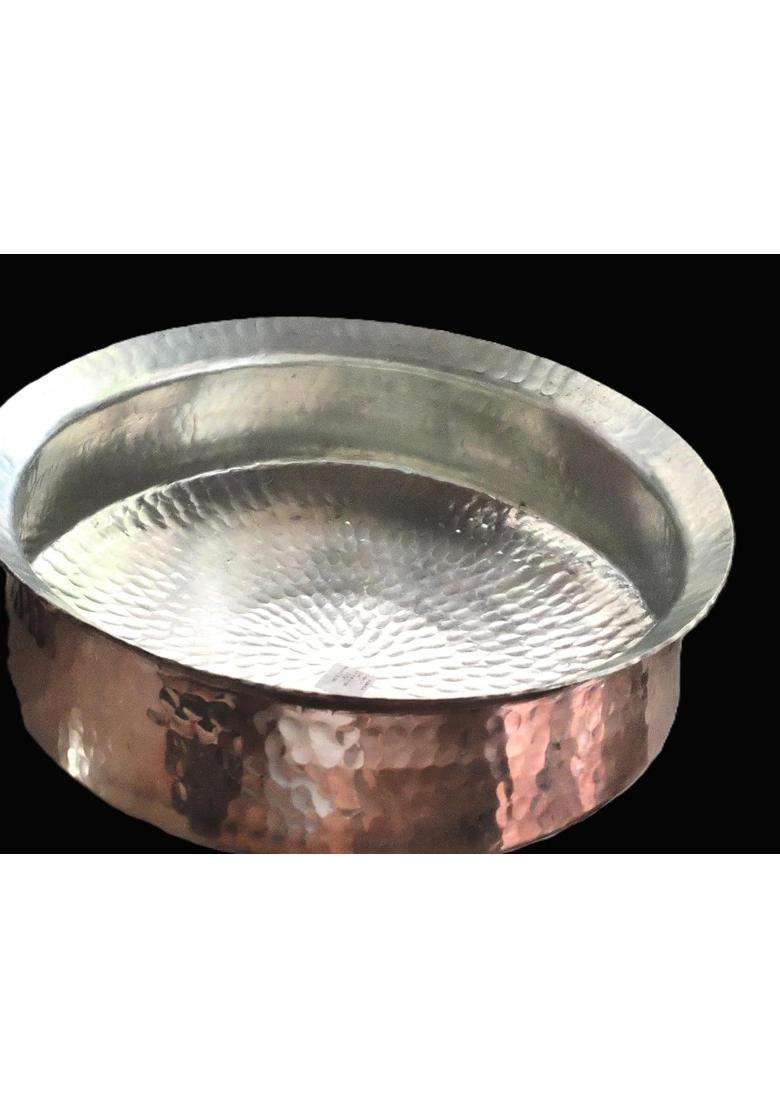 SHAAN mfg. Copper Lagan Handi Cooking Pot Dish Pan with Tin Lining | 3 L | 3.2 Qt - Indya