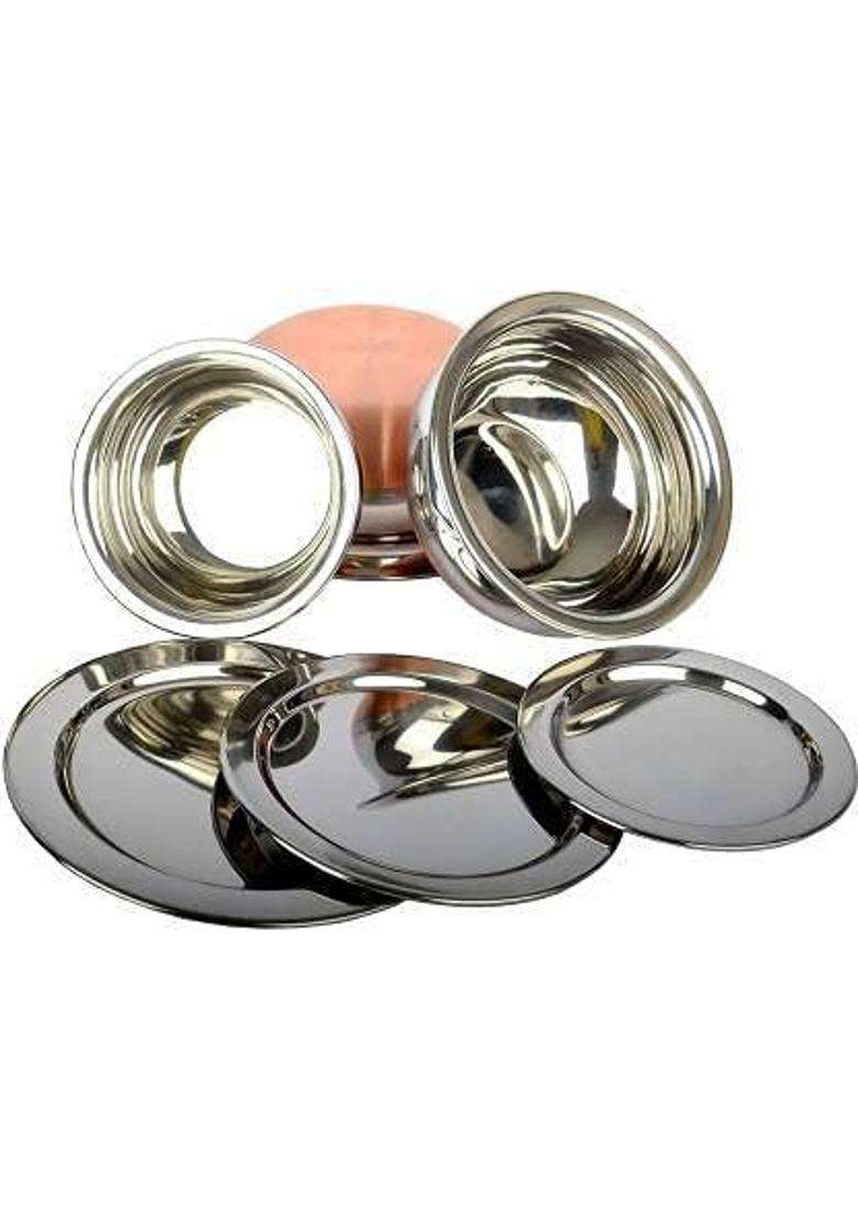 Super HK Stainless Steel Copper Bottom Handi Pot Biryani Punjabi Handi with Lid | 0.5 L | 0.5 Qt | Pack of 3 - Indya