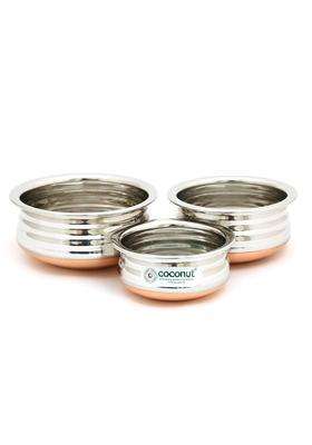coconut Stainless Steel and Copper Bottom Marvel Mini Handi Cooking Pot | 150 ml | 5.1 fl oz | 3-Piece Set