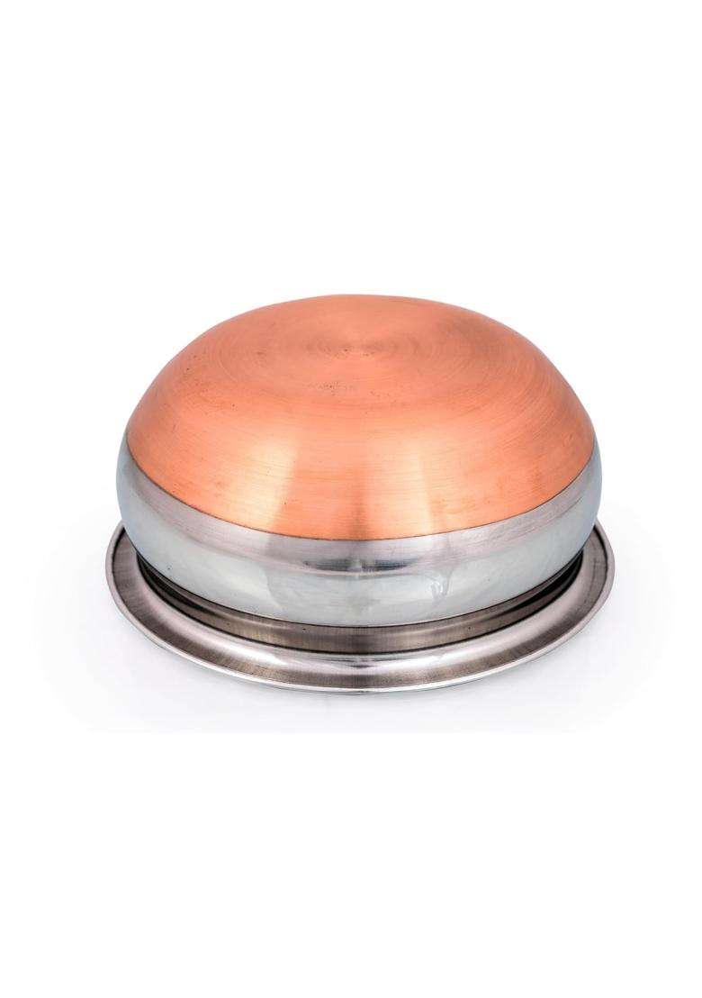 KITCHENZO Premium Stainless Steel Handi Copper Bottom Cooking Pot with Mirror Finish | 1000 ml | 33.8 fl oz - Indya