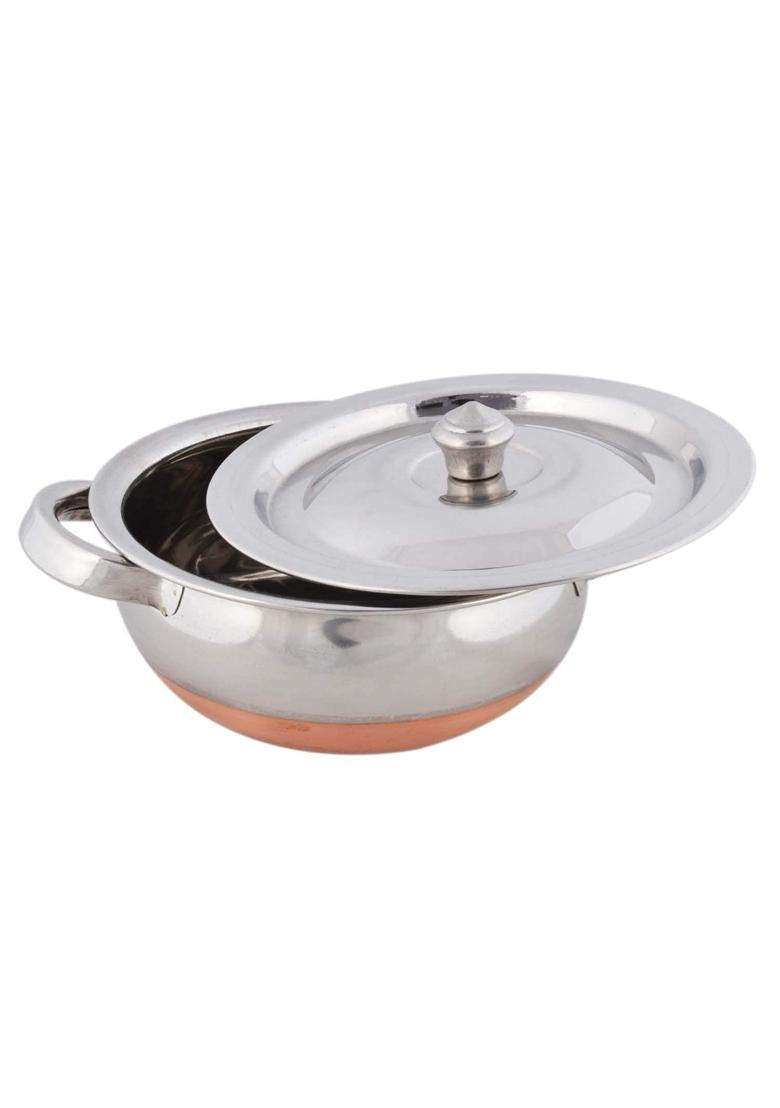 Super HK Stainless Steel Copper Bottom with Handle Handi Pot Biryani Punjabi Handi | 1.5 L | 1.6 Qt - Indya