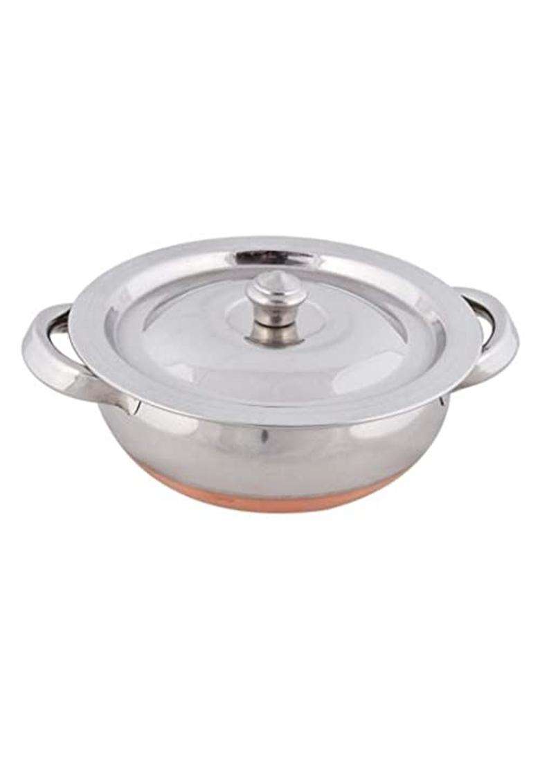 Super HK Stainless Steel Copper Bottom with Handle Handi Pot Biryani Punjabi Handi | 1.5 L | 1.6 Qt - Indya