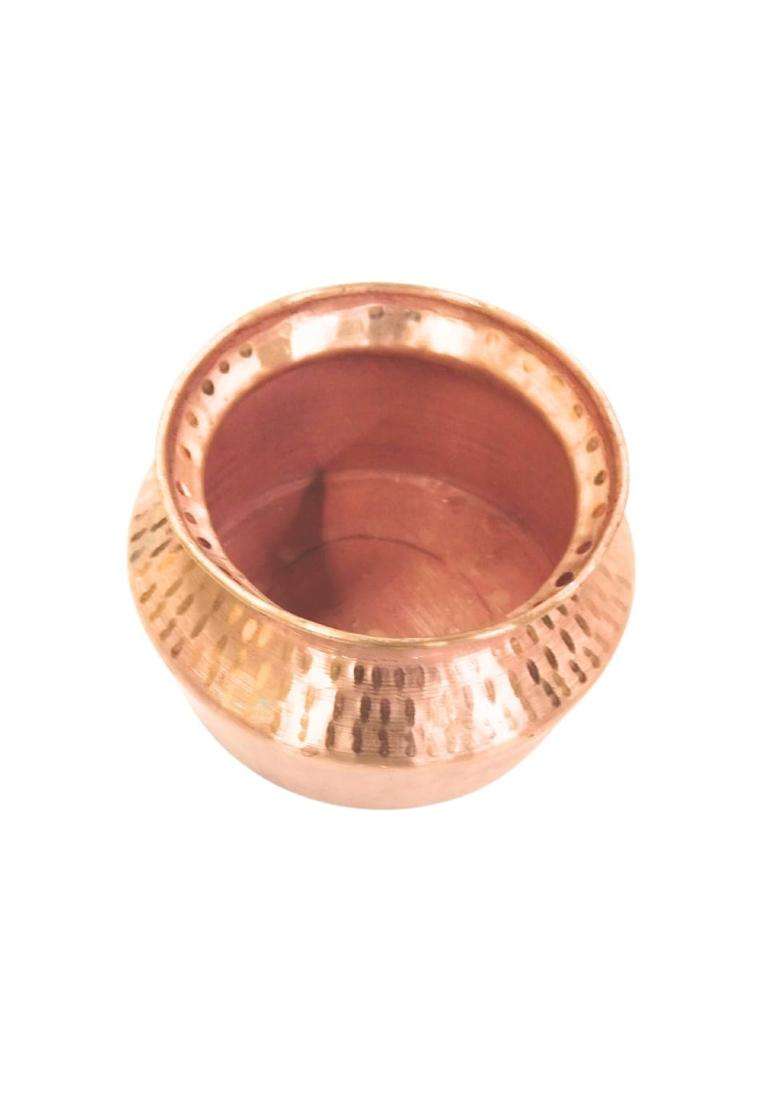 SHAAN mfg. Shaan Mfg Traditional Copper Handi Set | 1.2 L | 1.3 Qt | Hammered Finish - Indya