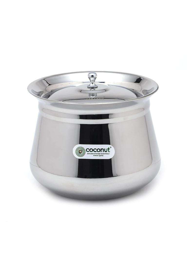 coconut Stainless Steel Cookware Eureka Handi Cooking Pot with Lid-1 Unit | 2.5 L | 2.6 Qt - Indya