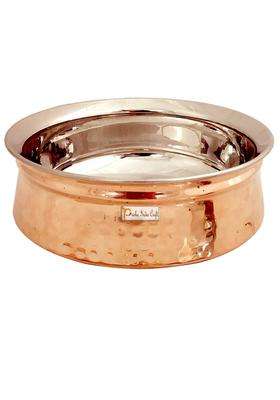 Prisha India Craft Steel Copper Handi Cooking Pot Bowl for Serving Dishes | 300 ml | 10.1 fl oz