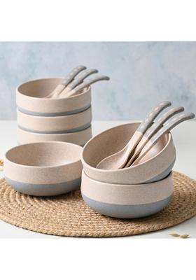Eha Earth-Friendly Soup Bowls with Spoons | 250 ml | 8.5 fl oz | 6-Piece Set | Microwave Safe
