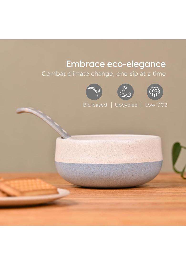 Eha Earth-Friendly Soup Bowls with Spoons | 250 ml | 8.5 fl oz | 6-Piece Set | Microwave Safe - Indya