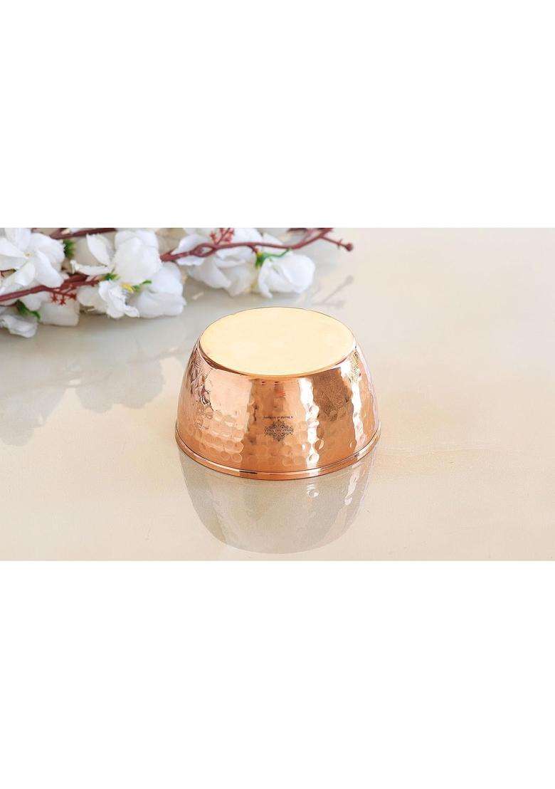 INDIAN ART VILLA Pure Copper Bowl Tableware Dinnerware for Hotel | 4.5 Inch | Handcrafted | Hammered Finish - Indya