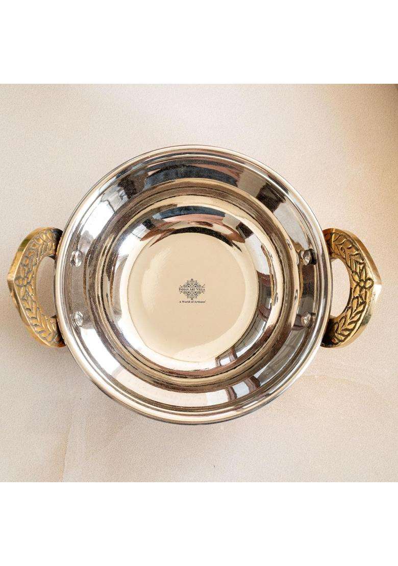 INDIAN ART VILLA Hammered Design Steel Copper Serving Very Small Kadhai Wok Bowl- Home | 200 ml | 6.8 fl oz | 4.5 Inch - Indya