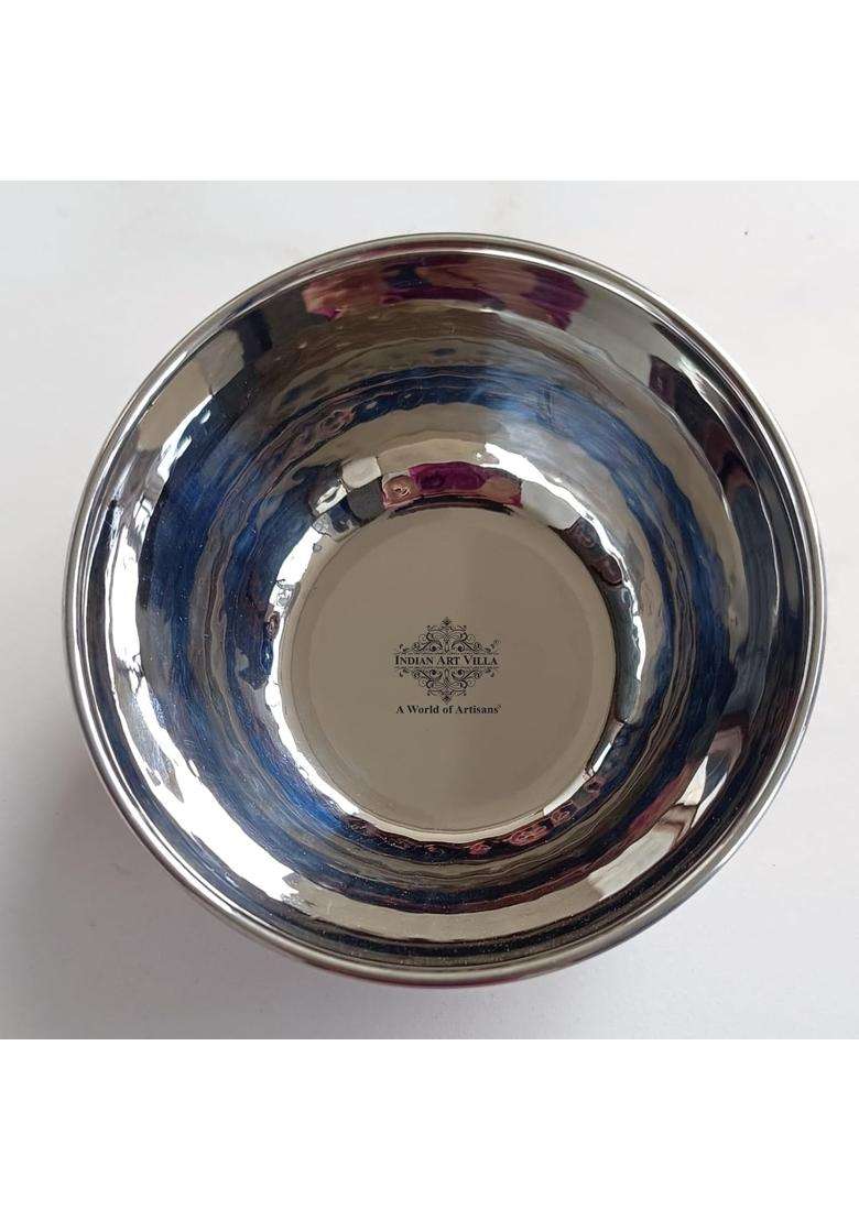 INDIAN ART VILLA Steel Copper Finger Bowl | 400 ml | 13.5 fl oz | Hammered Finish - Indya