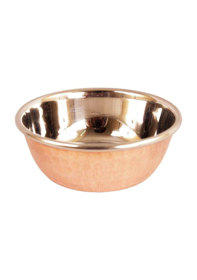 INDIAN ART VILLA Steel Copper Bowl Serveware and Dinnerware Home Restaurant Hotel | 100 ml | 3.4 fl oz - Indya