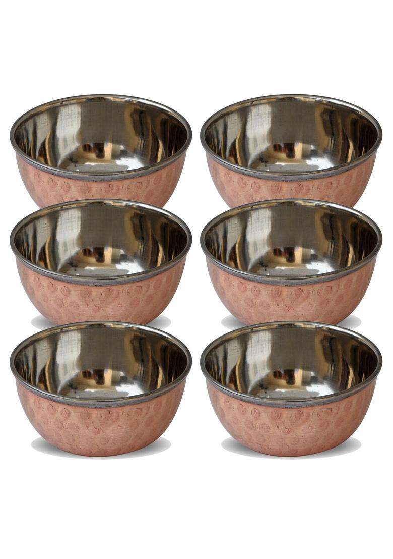 Prisha India Craft Prisha Copper Serving Bowl Serveware Katoris | 6-Piece Set - Indya