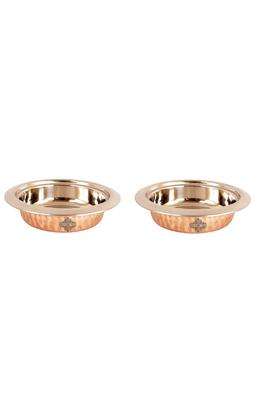 INDIAN ART VILLA Steel Copper Round Entree Bowl | 250 ml | 8.5 fl oz | 5.8 Inch | 2-Piece Set