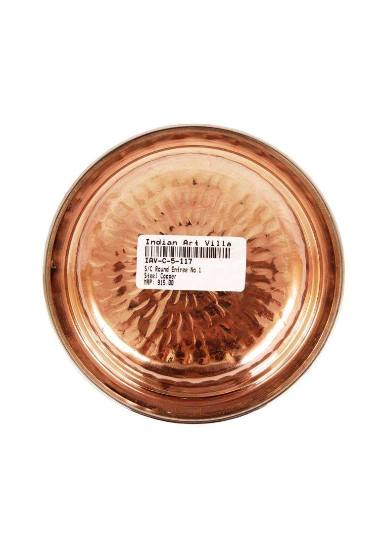 INDIAN ART VILLA Steel Copper Round Entree Bowl | 250 ml | 8.5 fl oz | 5.8 Inch | 2-Piece Set - Indya