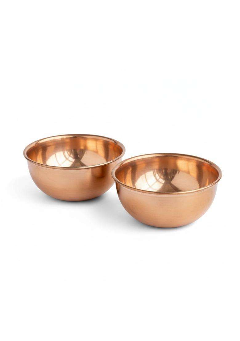 GBW Pure Copper Pooja Bowl Set | 250 ml | 8.5 fl oz | 2-Piece Set - Indya