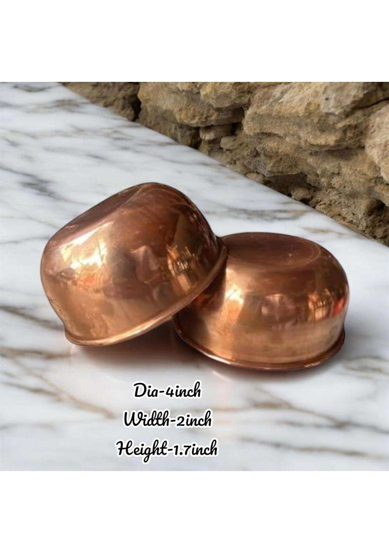 GBW Pure Copper Pooja Bowl Set | 250 ml | 8.5 fl oz | 2-Piece Set - Indya
