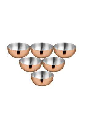 Shri and Sam Stainless Steel Majestic High Grade Stainless Steel Big Bowl with Copper Pvd | 300 ml | 10.1 fl oz | 11 cm | 4.3 Inch | 6-Piece Set