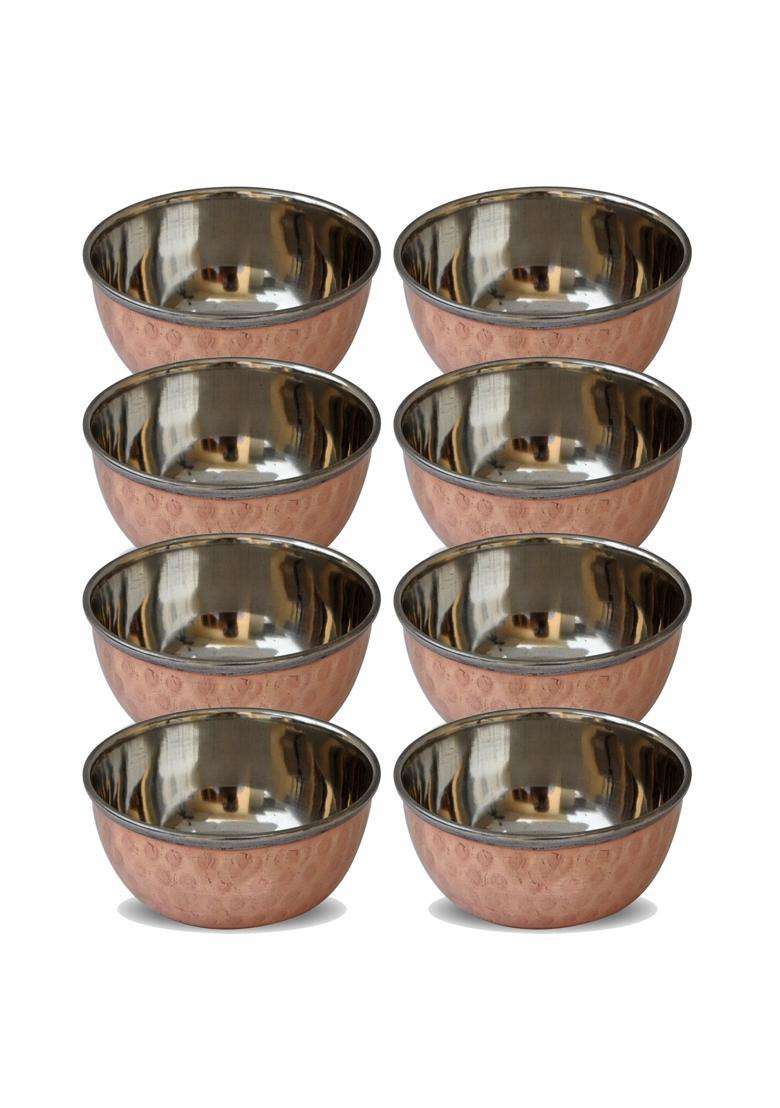 Prisha India Craft Prisha Copper Serving Bowl Serveware Katoris | 8-Piece Set - Indya