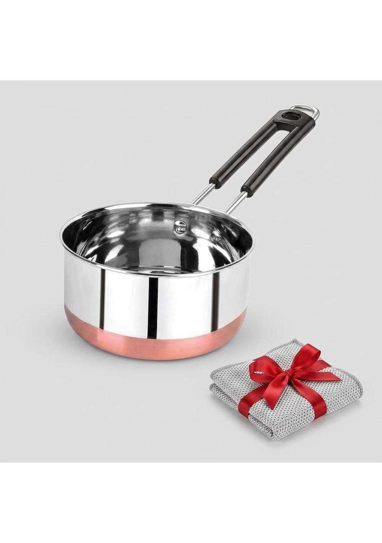 ALWAFLI Copper Bottom Sauce Pan with Heavy Lid Induction and Gas Compatible Tea Pan Milk | 2 L | 2.1 Qt - Indya