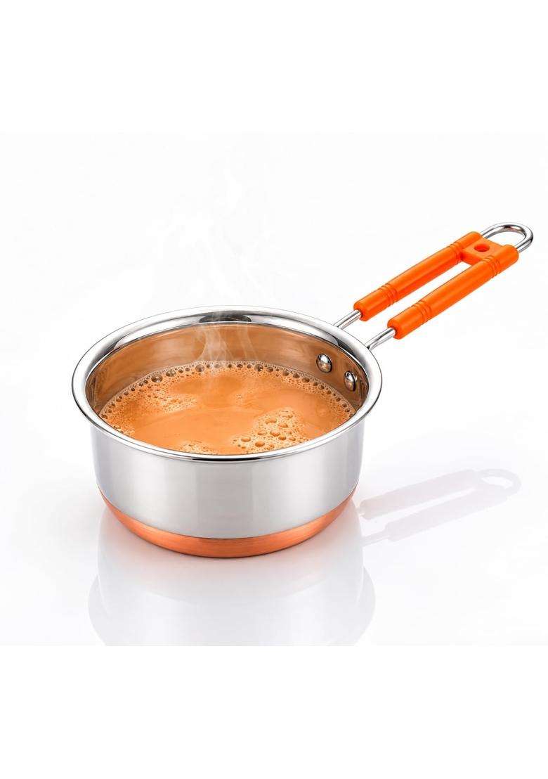 KITCHENZO Stainless Steel Copper Bottom Saucepan for Tea Coffee Milk Cooking Induction | 500 ml | 16.9 fl oz - Indya