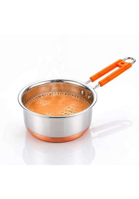 KITCHENZO Stainless Steel Copper Bottom Saucepan for Tea Coffee Milk Cooking Induction | 500 ml | 16.9 fl oz