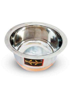 Sonanshi Copper Bottom Stainless Steel Bhagona with Lid | 2 L | 2.1 Qt