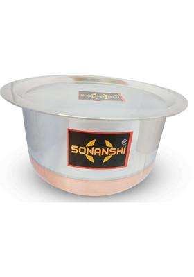 Sonanshi Copper Bottom Stainless Steel Bhagona with Lid | 4 L | 4.2 Qt