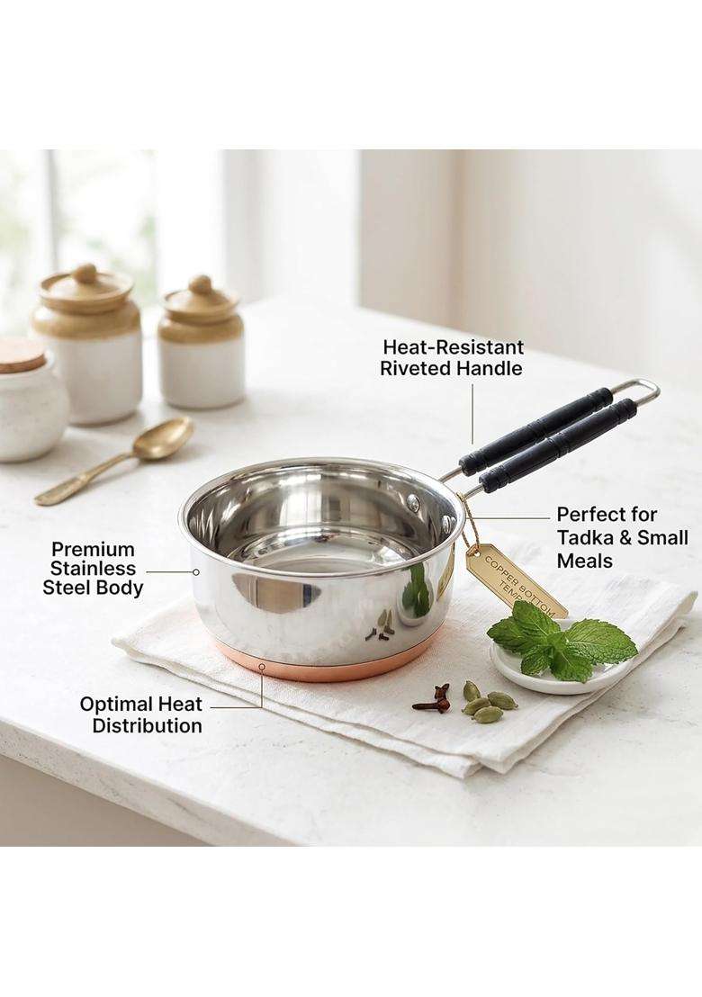 Ameraempire Stainless Steel Copper Bottom Saucepan | 2 L | 2.1 Qt | Induction Compatible - Indya