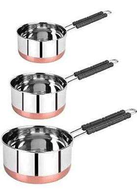 Ameraempire Stainless Steel Copper Bottom Saucepan Set with Handle | 0.5 L | 0.5 Qt | 3-Piece Set | Induction Compatible