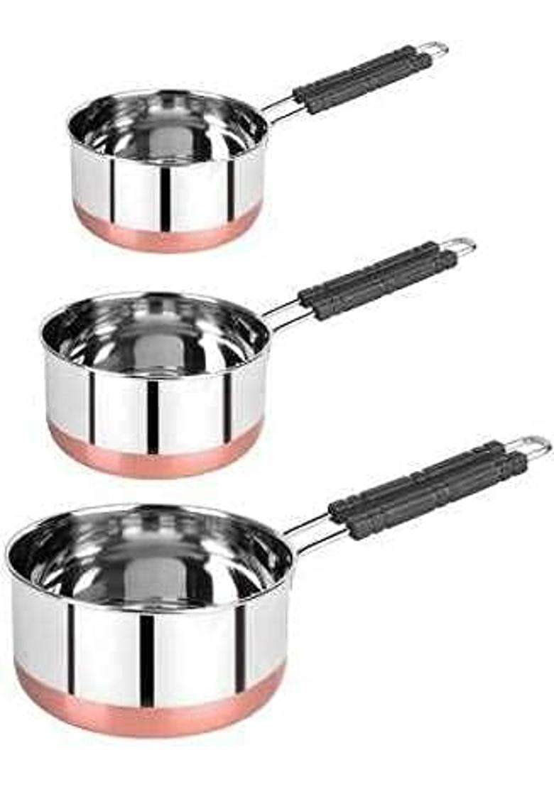 Ameraempire Stainless Steel Copper Bottom Saucepan Set with Handle | 0.5 L | 0.5 Qt | 3-Piece Set | Induction Compatible - Indya