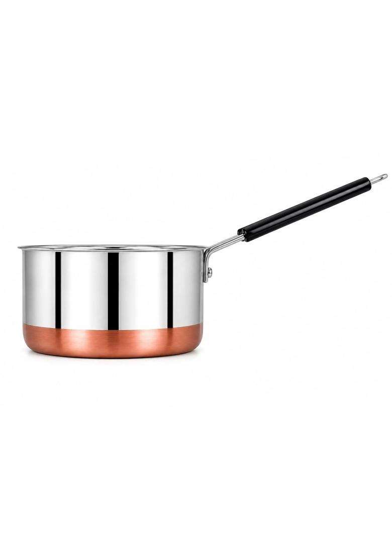 AAYU CRAFT KITCHENWARE FOR LIFE Auce Pan Tea Maker Milk Coffee Pan Bhgoni Stainless Steel Copper Bottom Sauce | 3 L | 3.2 Qt - Indya