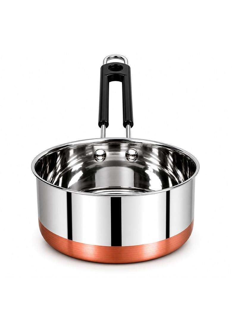 AAYU CRAFT KITCHENWARE FOR LIFE Auce Pan Tea Maker Milk Coffee Pan Bhgoni Stainless Steel Copper Bottom Sauce | 3 L | 3.2 Qt - Indya