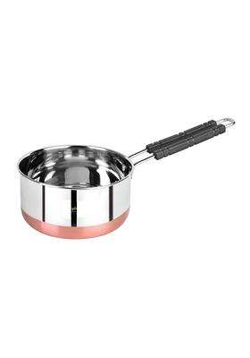 RJ kitchenware Store Stainless Steel Copper Coated Coper Bottom Flat Base Sauce Pan | 2.2 L | 2.3 Qt