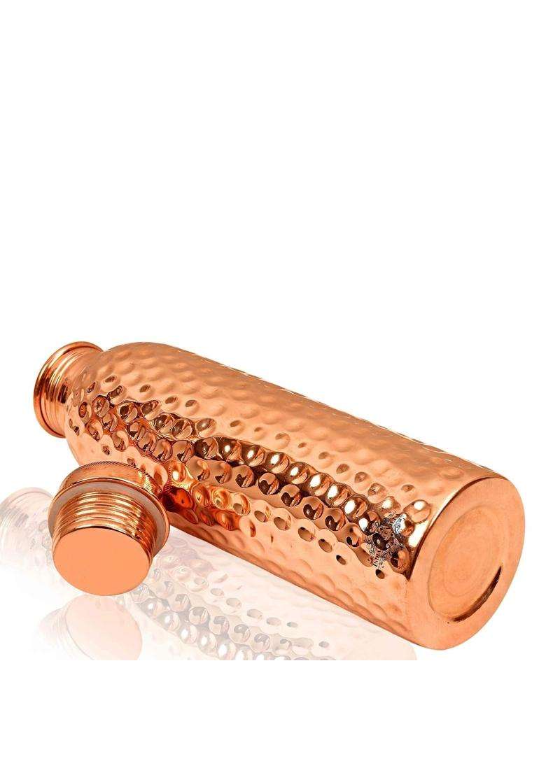 INDIAN ART VILLA Pure Copper Drinkware Set | 1 L | 1.1 Qt | Hammered Finish - Indya